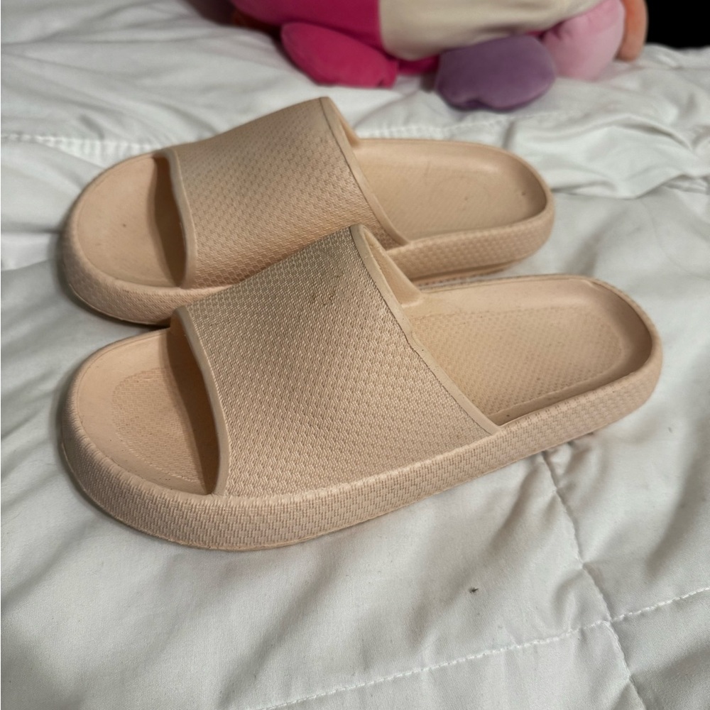 Beige Slide Sandals
